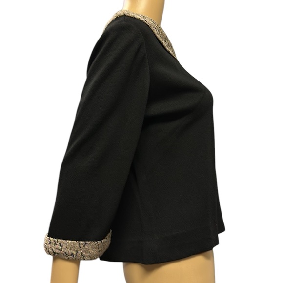Vintage 50s Leslie Fay Original Zip Back Black Top Tapestry Collar and Cuff L - Picture 2 of 8